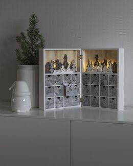 Adventskalender Silhouette LED Weiß
