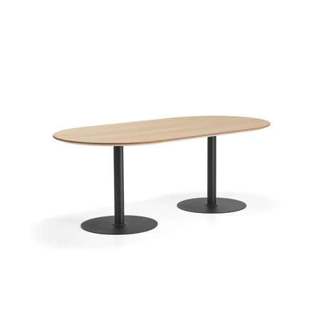 Bord METRIC, oval, L2000 B1000 H720 mm, svart/eik