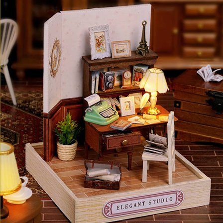 Miniatyr Kreativt Lykkehjørne DIY Modell | Håndlaget Skrivebordsleke | Perfekt Bursdagsgave