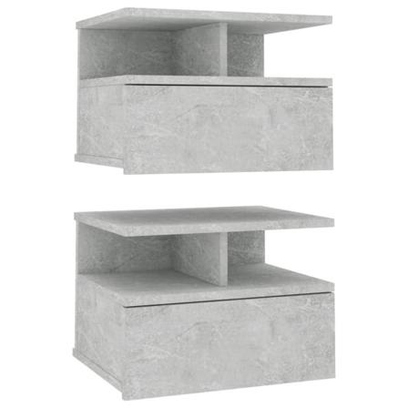 vidaXL Svävande sängbord 2 st betonggrå 40x31x27 cm konstruerat trä grå