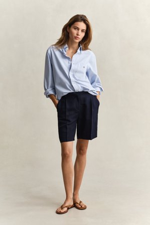 GANT Damen Formelle Shorts aus Leinenmix (42) Marineblau
