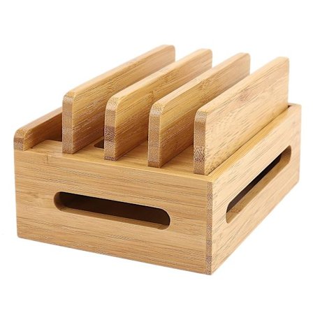 Mobiltelefonbrakett Bambus Tre Multienhets Ladestasjon Organizer Kontor Flat Brakett