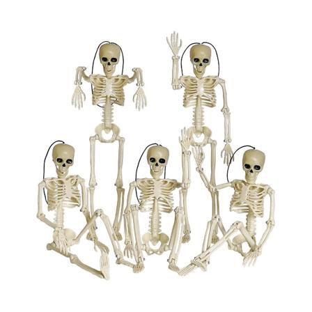 5 stk Halloween Skelet Dekorationer, 16 tommer Fuld Krop Poserbare Led Skeletter Til Halloween, Haunt