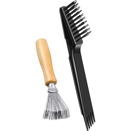2 stk. hårkam-rengøringsværktøj, kam-rengøringsbørste, kamrenser, mini-hårbørstefjerner (poleret træhåndtag)