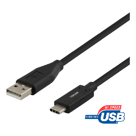 USB-C to USB-A cable, 1.5m, 3A, USB 2.0, black