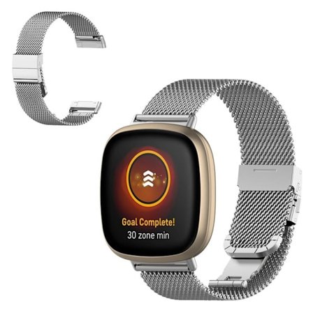 rostfritt stål klockarmband för Fitbit Sense / Versa 3 - silver