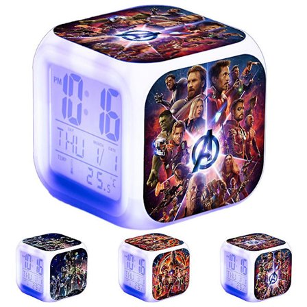 Marvel Avengers Trykt Digital Termometer Alarmur 7 Farver Skiftende Superhelt Natlampe Sengebordsur Hjem Dekoration Børns Legetøj GaverBY