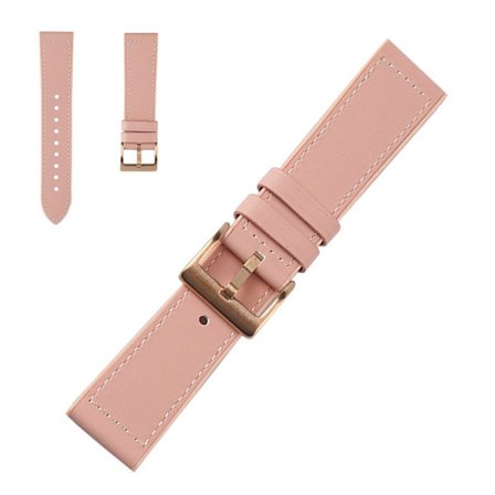 22mm stitching décor läder klockarmband - rosa