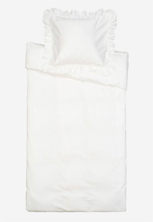 Cellbes of Sweden - Sengesæt i satin med volanter Økologisk bomuld i hvid i størrelse