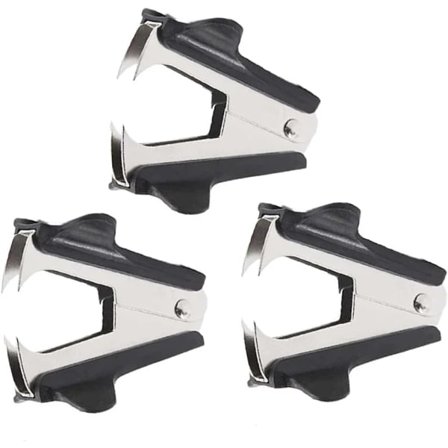 3 stk svart lett stiftefjerner med stålkjefter ekstra bredt fingergrep stiftfjerningsverktøy for familieskolekontor