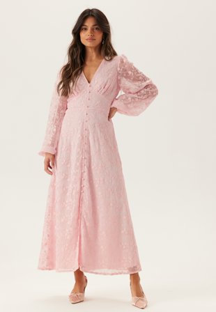 Bubbleroom Occasion - Embroidered Midi Dress - Light pink - Kläder