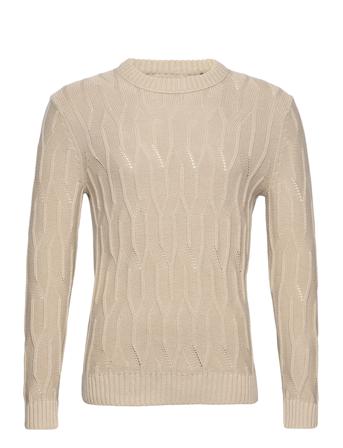Onswillet Reg Cable Crew Knit Stickad Tröja M. Rund Krage Beige ONLY & SONS