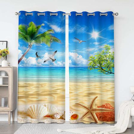 Grommet 2pc Ljusfiltrerande Draperier Behandlingar Fönstergardin