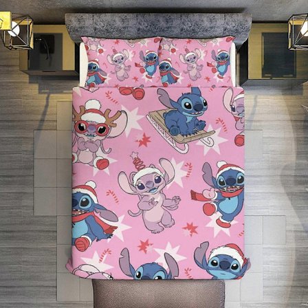 KA305 God Jul Stitch 3-delt Sett Mikrofiberdyner med putetrekk Mykt lett sengeteppe Dynetrekk Dyne for alle årstider Sengetøy RM305