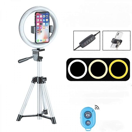 20CM Selfie Ring Light med Tripod Stativ, LED Ring Light for Live Stream/Makeup