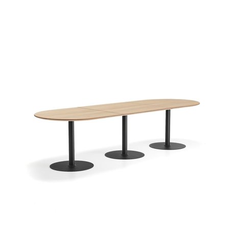Table METRIC, oval, 3000x1000x720 mm, black/oak