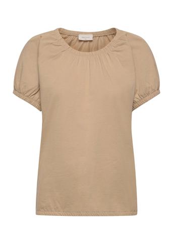 Fqbetina-O-Ss-Solid Blouses Short-sleeved Beige FREE/QUENT