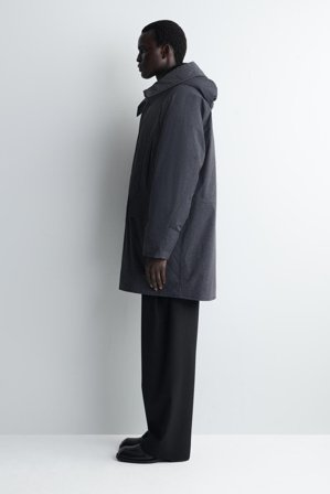 COS Men's Parka In Tessuto Tecnico Con Cappuccio in Grigio