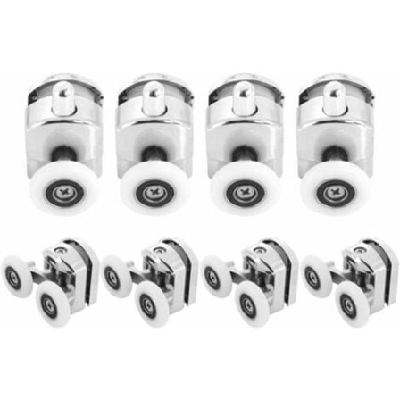 Duschdörrsrullar - Duschkabinsrullar i zinklegering - 25 mm Badrumsdusch Skjutdörrsrulle (4 Övre & 4 Nedre)