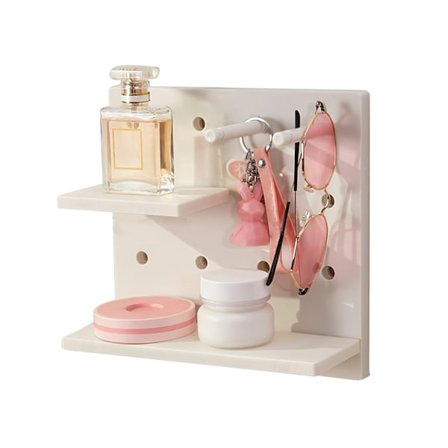 Pegboard Wall Organizer Hyllor Punch Free Multifunktionell Wall Pegboard Organizer för docka gråvit