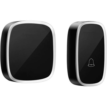 Svart - dörrklocka, vattentät radioklocka, 300 m räckvidd, klockspel med LED-blixt, 36 ljud, 4 volymer, lämplig för nödsituationer, hem, hotell - 