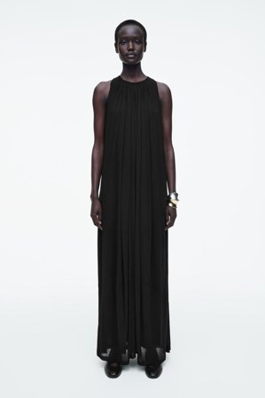 COS Women's Gathered Halterneck Maxi Dress in Black