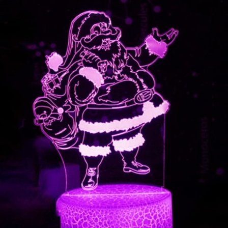 3D Julenissen Nattlys Bordskrive Optisk Illusjon Lamper 7 Farge Skiftende Lys LED Bordlampe Jul Hjem Kjærlighet Bursdag Barn Barn Gave