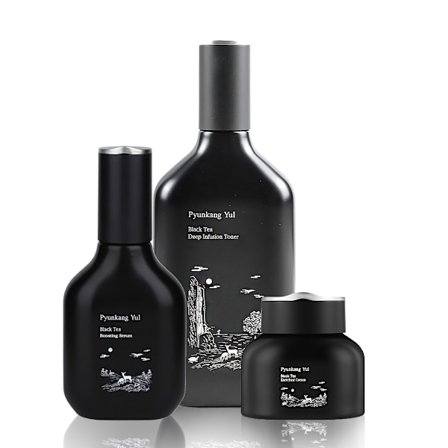 Pyunkang Yul Black Tea Line Gift Set - Presentförpackning med svart te (gel + toner + serum + kräm)