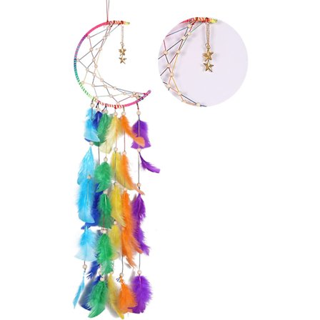 Fargerik halvmåne, gylden stjerne, fargerik fjær jentes