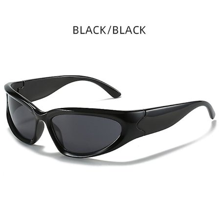 Wraparound sportglasögon för kvinnor - Fashion Fashion Sports Shades Sunglasses-1. Svart ram/helt grått ark