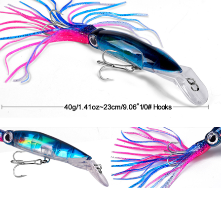 Floating Octopus Lure Lure Skin Artificiell Hård Wobbler Lång B