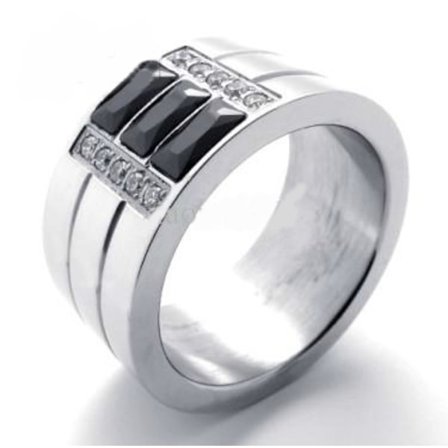 Rostfritt stål ring svart agat