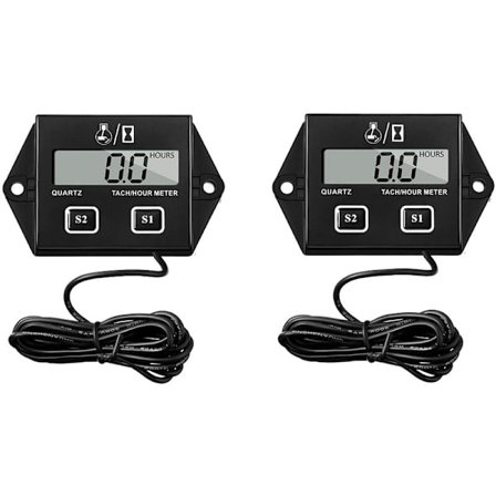 2PC Bensinmotor Varvräknare Timer Utbytbar Batteri Vattentät Induktion Digital Display 2 4 Slag Totalisator Timer