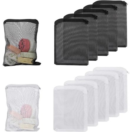 Akvariefilterposer, 10 stk. Akvariefiltermedieposer med lynlås Akvariemediepose i fint net med høj gennemstrømning Genanvendelige poser i fint net til