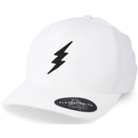 Rave - Vit flexfit Keps - Bolt White/Black Delta Flexfit @ Hatstore