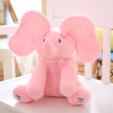 Elektrisk plysjelefant, beroligende dukke for barn, krystall supermyk plysjelefantdukke (30 * 19 * 19 cm) - Rosa - Batteriversjon Pink Battery version