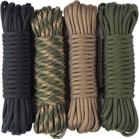 4 st 15 meter Paracord-rep med 7 trådar Nylonrep 250 kg Brea