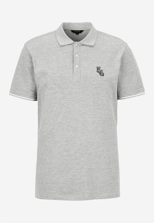 Cellbes of Sweden - T-skjorte med krage i gråmelert for menn i størrelse 6XL