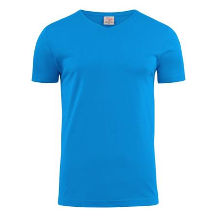 Printer Heavy V-neck T-shirt Hav blå Havblå, Tøj