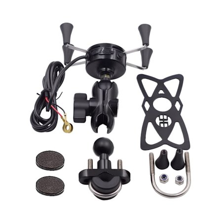 Motorcykel Mobiltelefonhållare med USB-laddare X-typ Mobiltelefonfäste med Strömbrytare