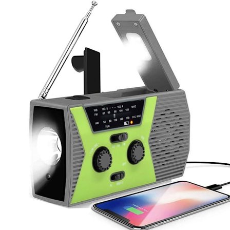 Håndsving radio Nødradio Solcelle powerbank 2000mAh - Perfet