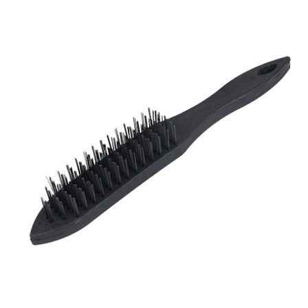 3 st trådborste, rostfria rengöringsborstar, långa handtagsborstar för borttagning av rost (6 rader med svarta trådborste),