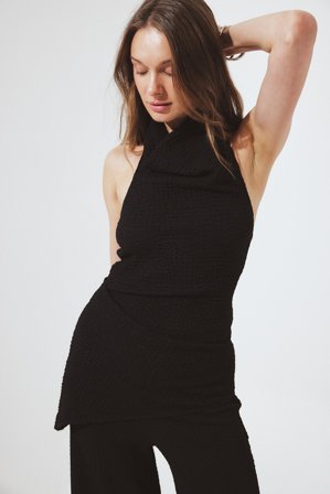 NA-KD Haut structuré à dos nu - - Noir - XS