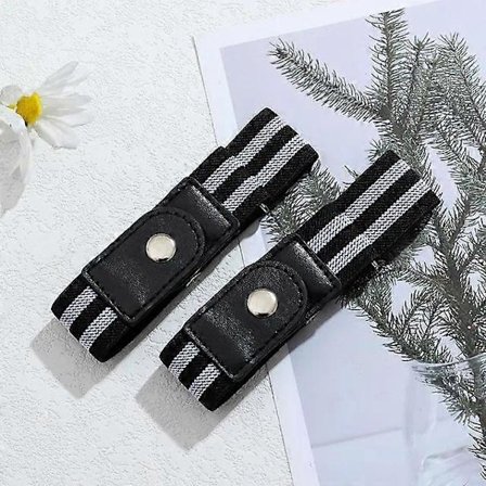 2 stk/sett Elastisk belte uten spenne for kvinner menn Unisex Stretchbelte for bukser Jeans Casual Spennefritt justerbart usynlig belte [BR]