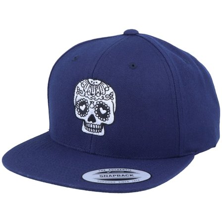 Calaveras - Modrá Kšiltovka - Heart Lock Skull Navy Snapback @ Hatstore