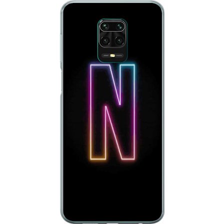 Yhteensopiva Puhelinkuori Xiaomi Xiaomi Redmi Note 9 Pro Minimalistinen neonkirjain N värinvaihtuvassa valossa mustaa taustaa vasten