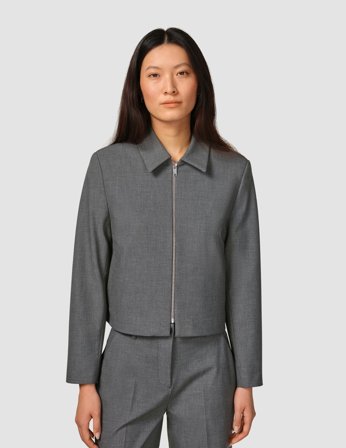 Shaping New Tomorrow - Dame - Essential Short Zip Jacket - Dark Grey Melange - Størrelse L