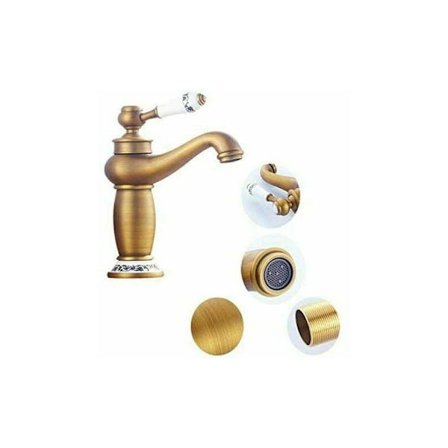 Retro Enkeltgrebs Bassin Hane Messing Keramisk Vask Hane Blå Og Hvid Porcelæn Lang Hals Vintage Blomster Med Indløb Koldt/Varmt Vandhane Køkken B