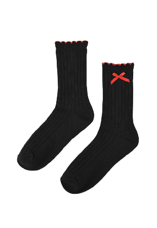 Å WOMAN Strumpor med vågig kant Sockor Svart 36/38