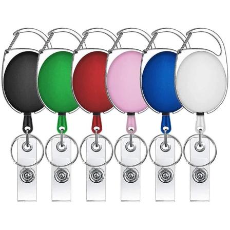 6 STK Udtrækkelig Badge Clip Karabinhage ID nøglering